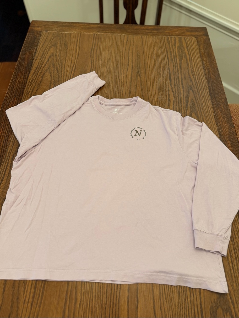 Nike Lavender Long Sleeve Tee with Chest Logo